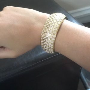 Light pink & gold bangle bracelet